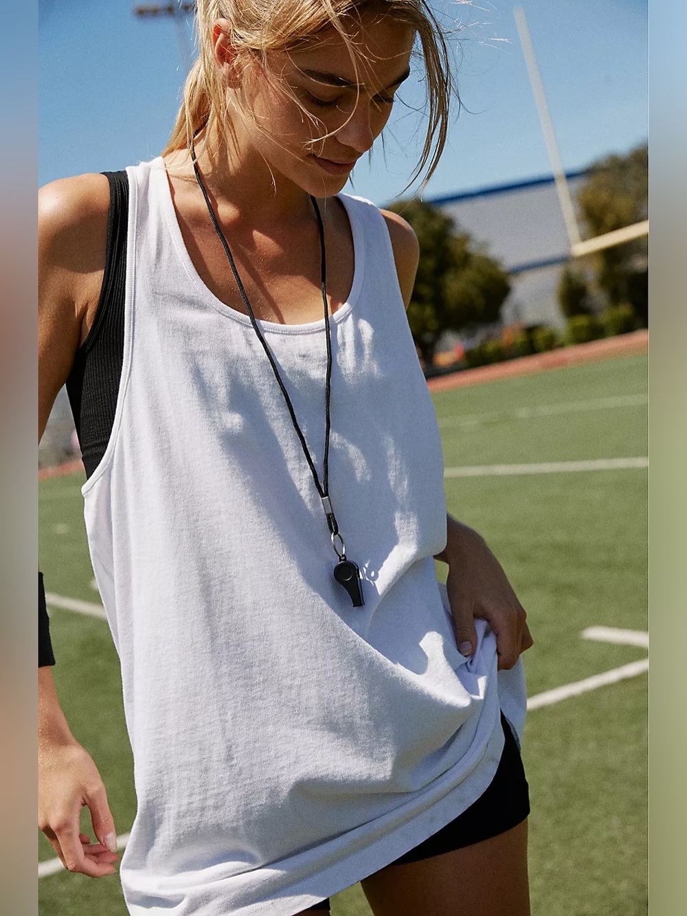 Free People Movement Rundown Tank Top in Painted White Size Small Oversized